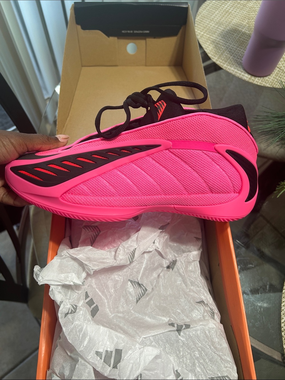 AE- Anthony Edward 2 Adidas pink and black size 9 women size 8 men never worn